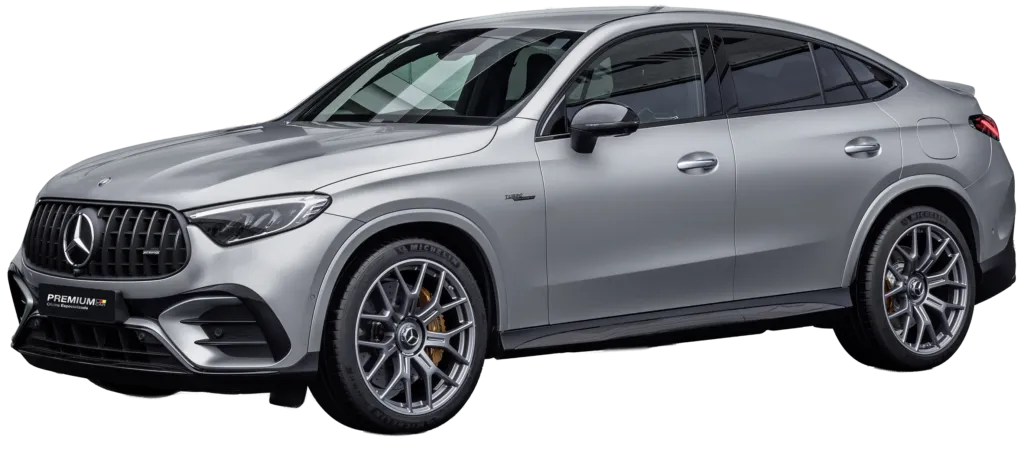 Mercedes-AMG GLC 63 S Coupé prata com rodas AMG e grade Panamericana, atendido pela oficina especializada Premium Car em Porto Alegre